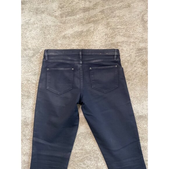 Club Monaco Dark Navy Skinny Leg Jeans Women's Size 6 Stretch Denim Faux Leather - Picture 6 of 7